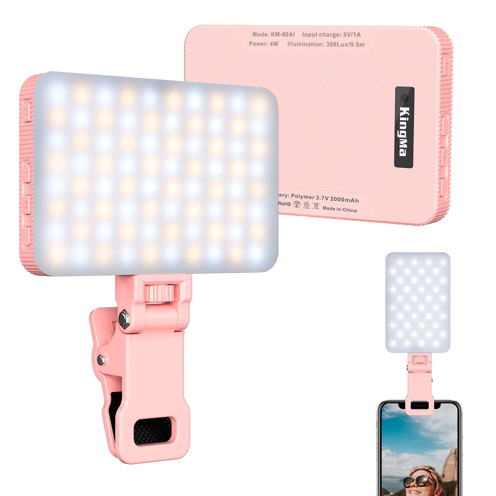 Photography Lighting Handheld - King Ma Pink Rechargeable Selfie Light